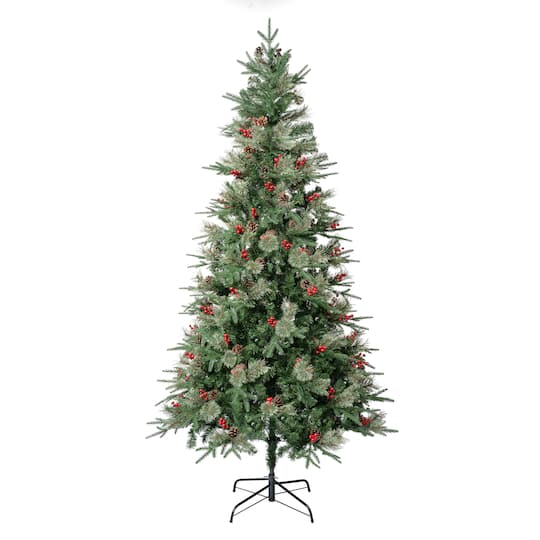 7.5Ft Unlit Feel Real® Virginia Pine Artificial Christmas Tree with Berries and Pinecones By National Tree Company in Green | 7.5 ft | Michaels®